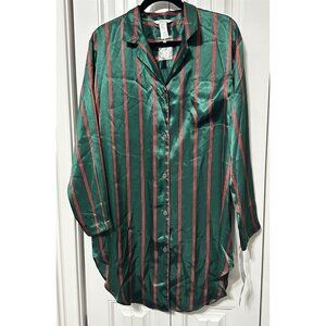 Vanity Fair Nightshirt Small NEW Classic Elegance Menswear Green Red Stripes